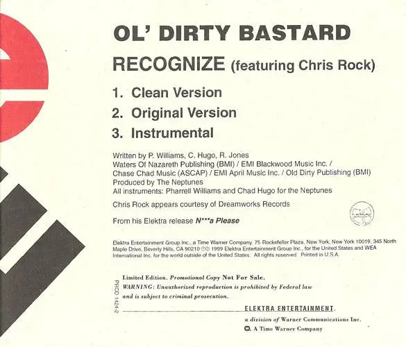 Ol' Dirty Bastard - Recognize (US promo CD5) (1999) {Elektra}