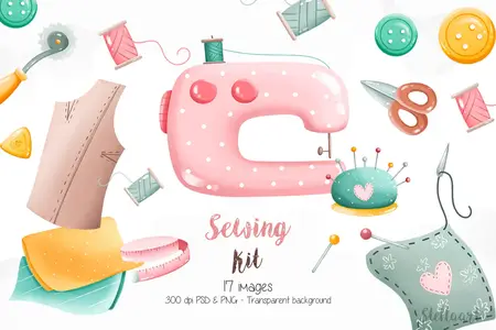 EE - Sewing Kit Cartoon Clipart HUWA4AP