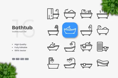 EE - Bathtub Outline Icons XYLXRAM