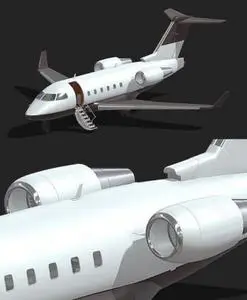 Bombardier Challenger 600 PBR Realistic 3D Model
