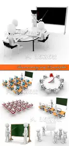 Business meeting study 3D people photo