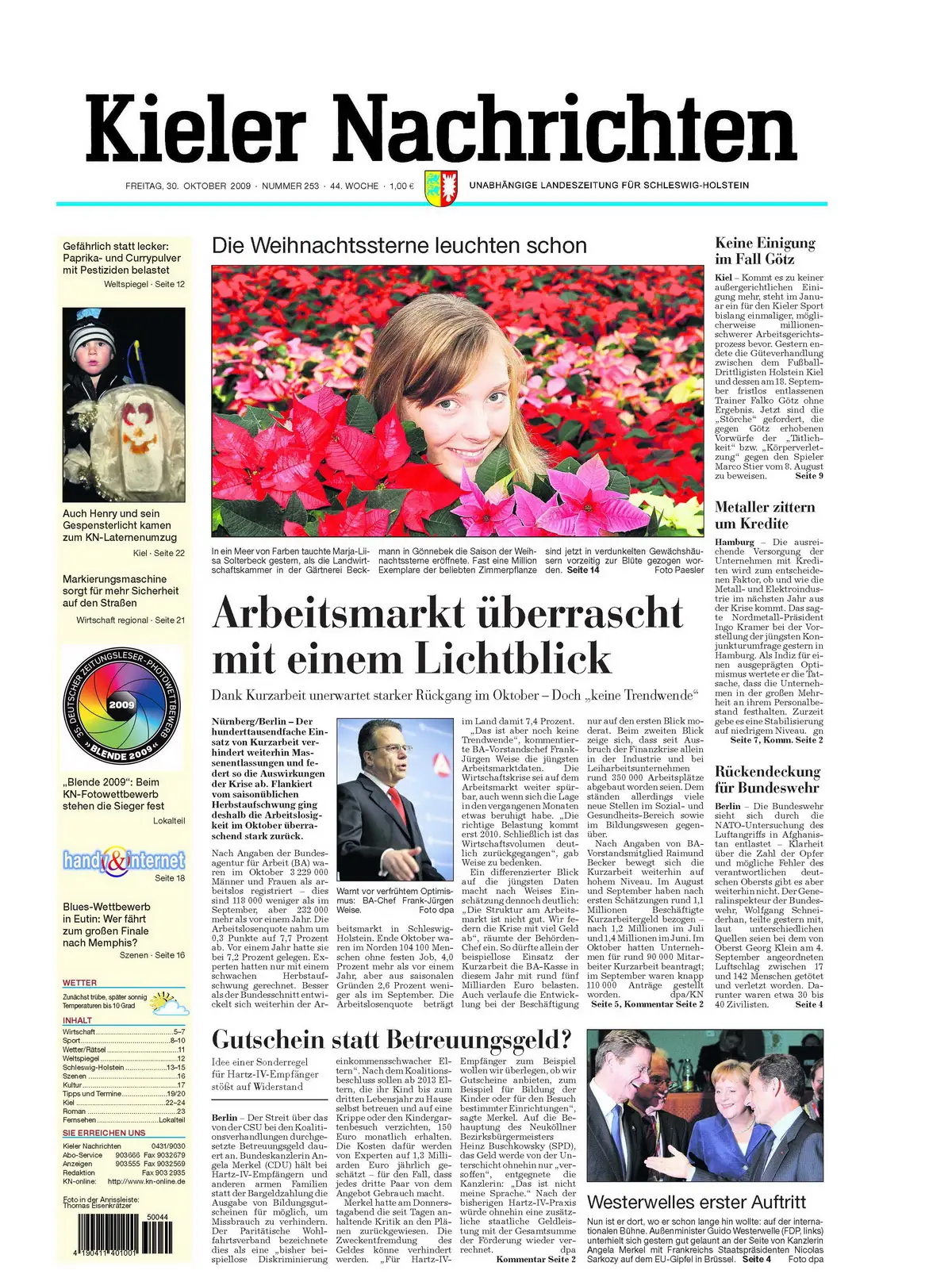 Kieler Nachrichten vom 30. Oktober 2009