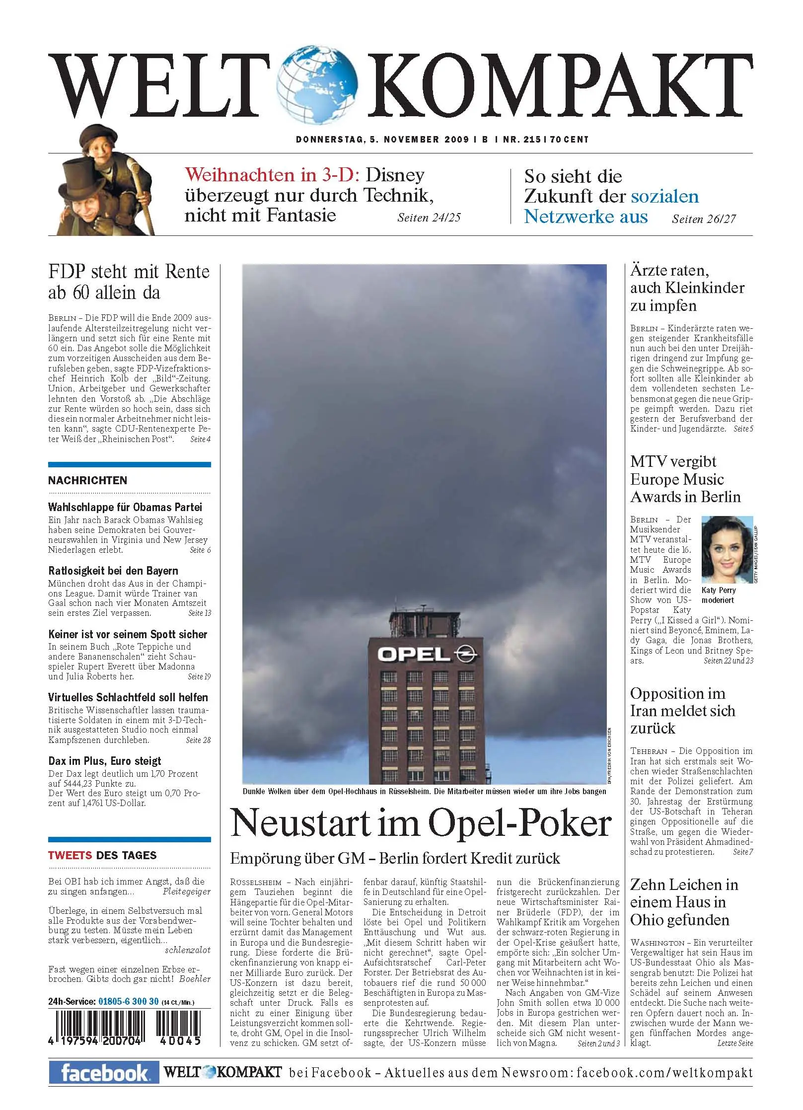 Die Welt kompakt vom 5. November 2009