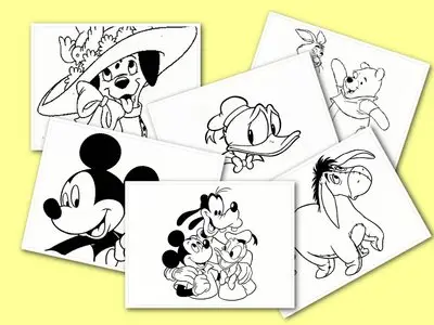 1075 Disney Kids Pictures For Colouring Pack 1 to 6