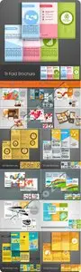 Business flyer brochure vector set - Tri fold business brochure vector set 54