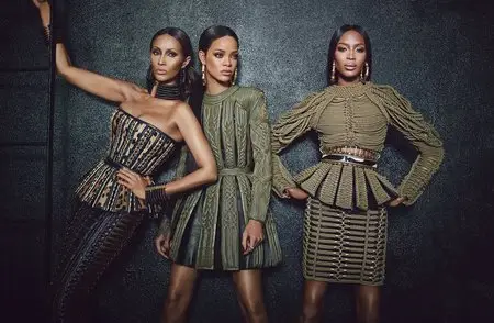 Rihanna, Iman, Naomi Campbell & Olivier Rousteing by Emma Summerton for W Magazine September 2014