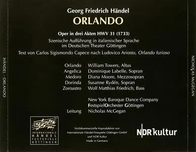 Nicholas McGegan, FestspielOrchester Göttingen - George Frideric Handel: Orlando (2008)