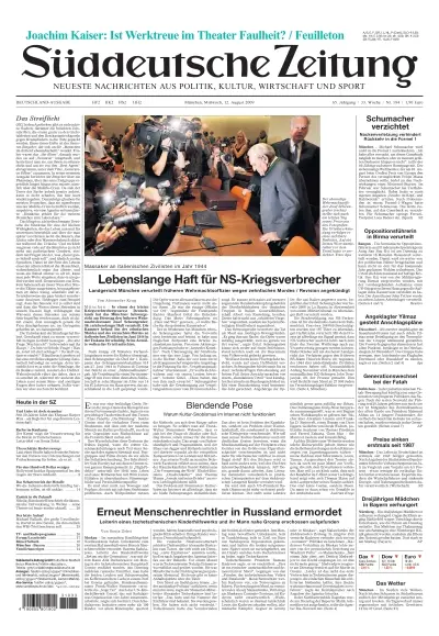 Sueddeutsche Zeitung vom 12.08.2009