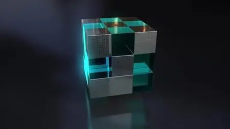 3D Metal And Glass Cube Rotating 1552527
