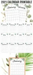 Minimal Floral Calendar 2021 Printable [PSD/PDF] Templates / 12-Months
