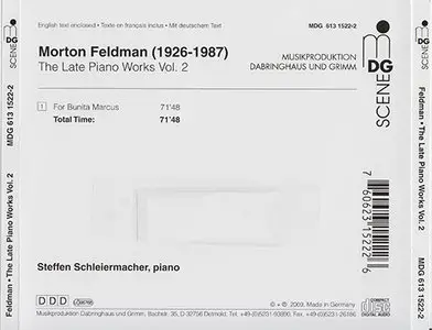 Morton Feldman - Schleiermacher - The Late Piano Works Vol. 2 (2009, MDG "Scene" # 613 1522-2) [RE-UP]