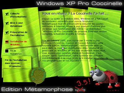 Windows XP Coccinelle Métamorphose 3.5