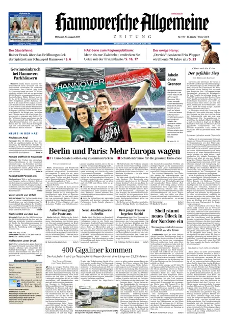Hannoversche Allgemeine Zeitung - 17.08.2011