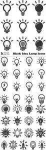 Vectors - Black Idea Lamp Icons