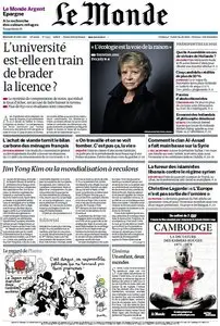 Le Monde et Supplément Argent du Mercredi 18 Avril 2012