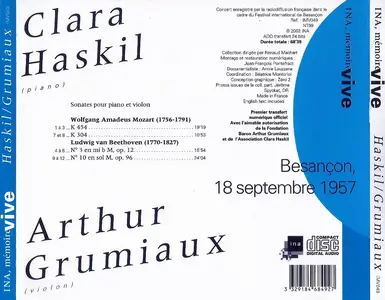 Clara Haskil & Arthur Grumiaux - Besançon, Septembre 1957: Mozart & Beethoven (2002)