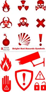 Vectors - Bright Red Hazards Symbols