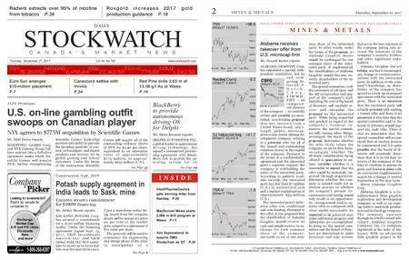 Stockwatch - Canada Daily – September 21, 2017