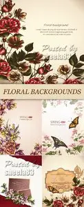 Vintage Floral Backgrounds Vector 2