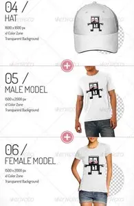 GraphicRiver Fashion Bundle - x3 T-shirt / x2 Models / Hat