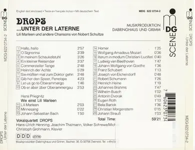Norbert Schultze - Vokalquartett Drops ...unter der Laterne [MDG Scene MDG 622 0734-2] {Germany 1997}