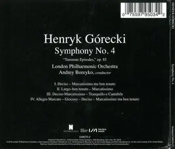Andrey Boreyko, London Philharmonic Orchestra - Henryk Gorecki: Symphony No. 4, Op.85 (Tansman Episodes) (2016)