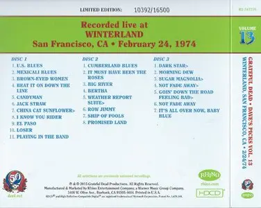 Grateful Dead - Dave's Picks Vol. 13 (2015) [3CD] {Winterland, San Francisco 2-24-74}