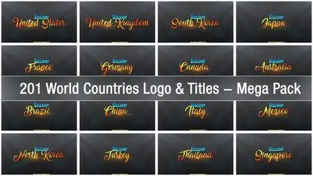 201 World Countries Logo & Titles - Mega Pack - Project for After Effects (VideoHive)