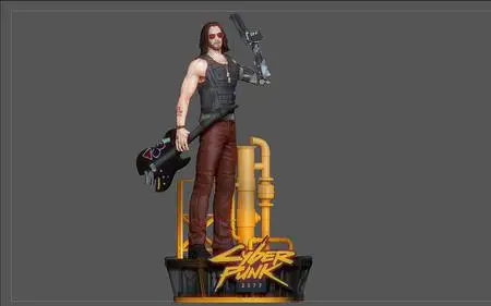 Johnny Silverhand Statue Cyberpunk 2077 Game Character Keanu