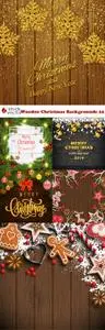 Vectors - Wooden Christmas Backgrounds 22