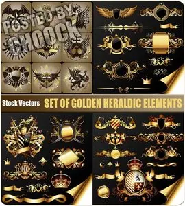 Set of heraldic elements - Stock Vector