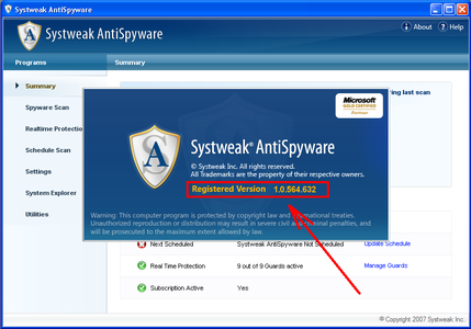 Systweak AntiSpyware v 1.0.564.632