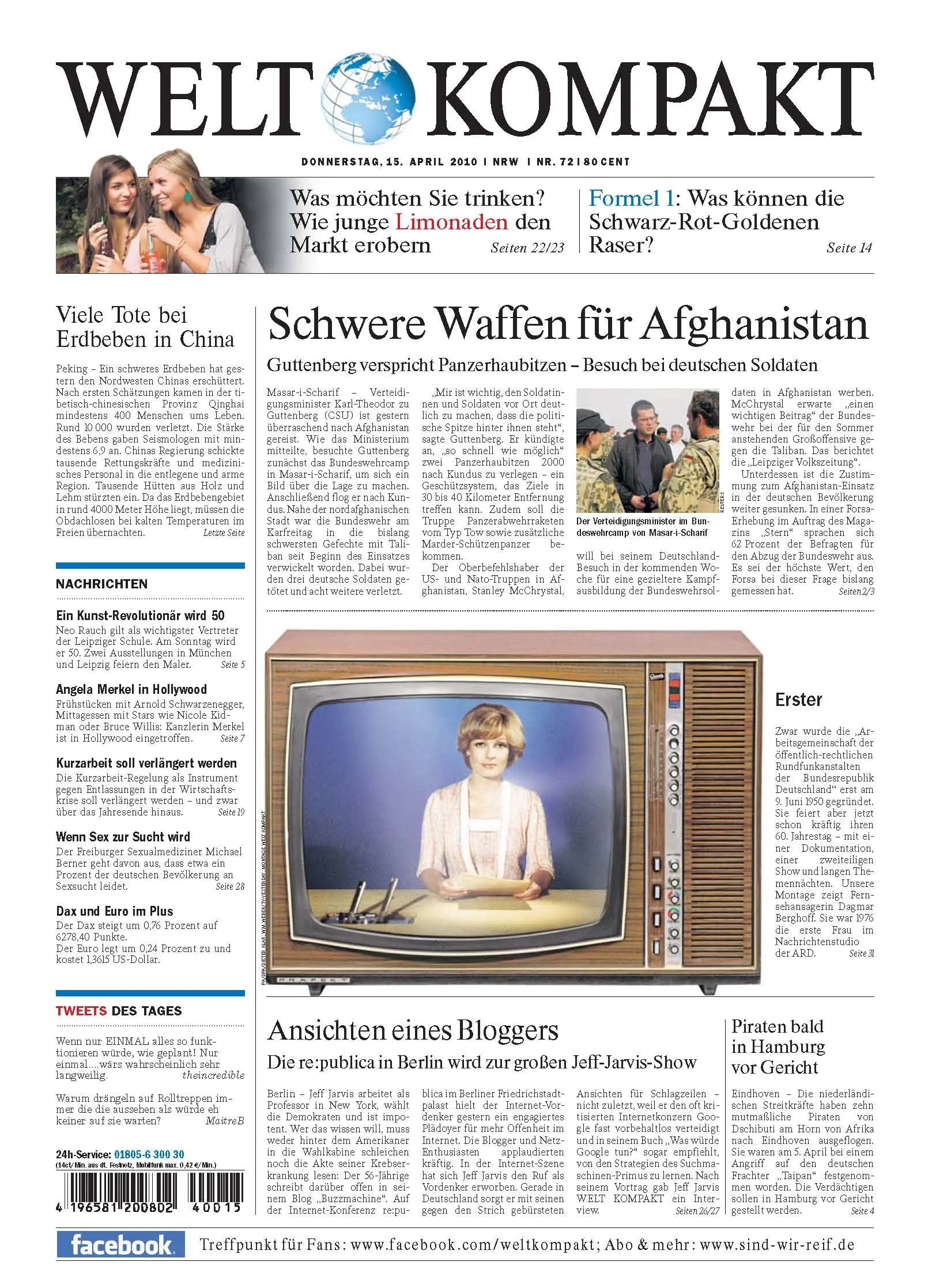 Die Welt kompakt vom 15. April 2010