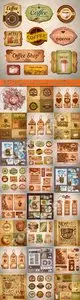Coffee label tags menu banners concept collection vector