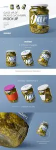 Glass Jar of Pickled Cucumbers Mockup Set 4S95QCD