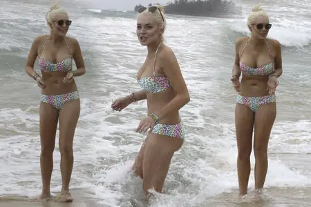 Lindsay Lohan - In Bikini at the beach in Hawaii December 11, 2011