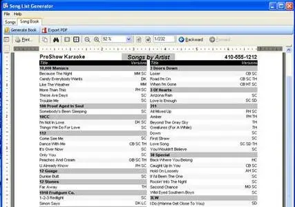 Song List Generator 3.5.5 Portable