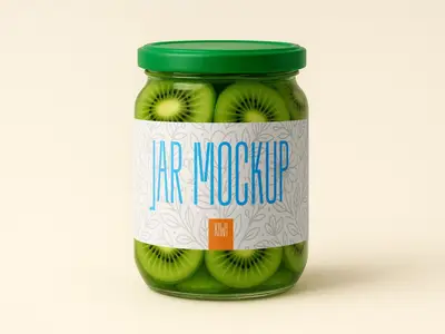Kiwi Jar Mockup - Realistic Glass Packaging Template 1702683328