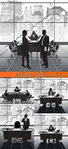 Silhouettes of office work vector