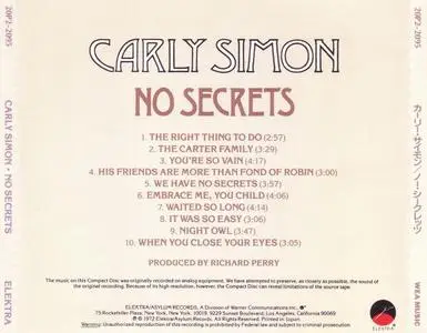 Carly Simon - No Secrets (1972) [1988, Japan]