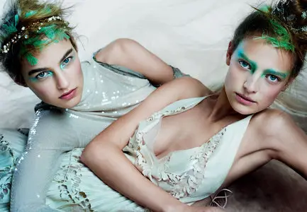 Ine Neefs and Maartje Verhoef by Mario Testino for Allure Magazine March 2016
