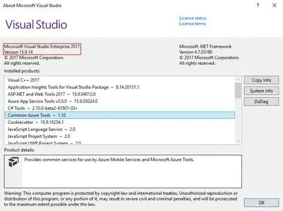 Microsoft Visual Studio 2017 version 15.9.14