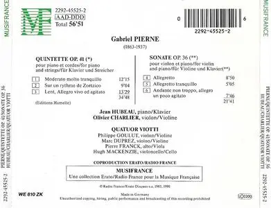 Jean Hubeau, Olivier Charlier, Quatuor Viotti - Pierné: Quintette Opus 41, Sonate Opus 36 (1990)