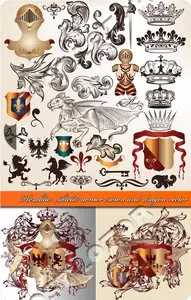Heraldic shield armor crown and dragon vector