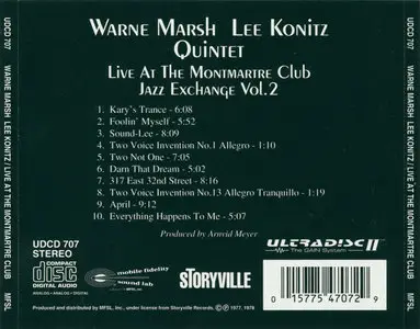 Warne Marsh & Lee Konitz Quintet - Live At The Montmartre Club: Jazz Exchange Vol. 2 (1975) [MFSL Remastered 1997]