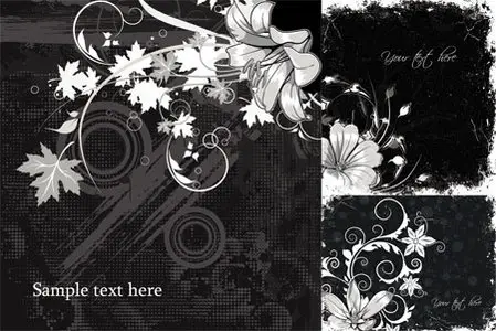 Black and White Flower Backgrounds - Stock Vectors