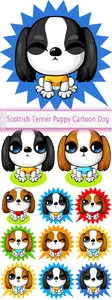 Vector Scottish Terrier Puppy Cartoon Dog