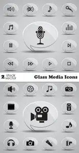 Vectors - Glass Media Icons