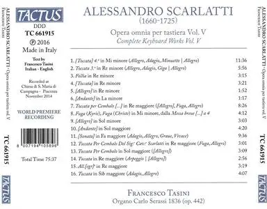 Francesco Tasini - Alessandro Scarlatti: Opera omnia per tastiera, Vol. V (2016)