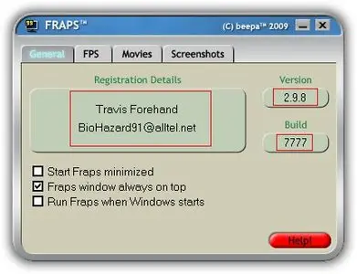 Fraps 2.9.8 Build 7777